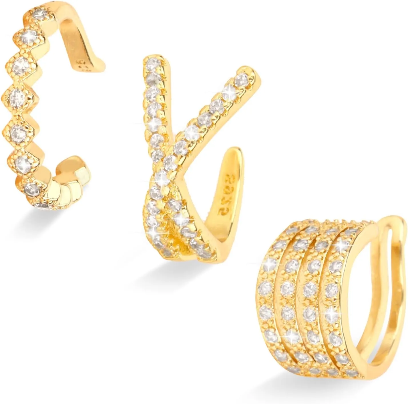 Rhinestone Ear Cuffs Non Piercing Cuff Earrings for Women