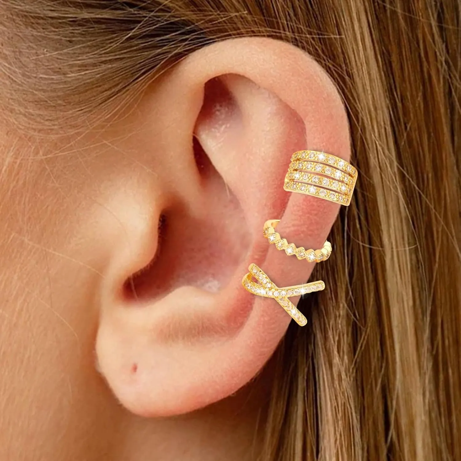 Rhinestone Ear Cuffs Non Piercing Cuff Earrings for Women