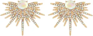 Rhinestone Half Sun Stud Earrings for Women Fashion Statement Jewelry Luxury Sunburst Earrings for Wedding Party Prom