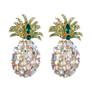 Rhinestone Pineapple Statement Earrings for Women Girls Fruit Jewelry Pineapple Gifts Trendy 2023