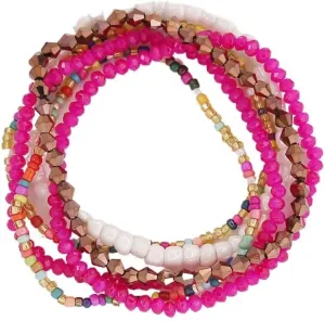 Rice Beads Crystal Fringe Bracelet for Women Handmade Boho Colorful Stackable Bead Bracelets Set Multicolor Seed Layered Stretch Bracelets Party Jewelry Gift