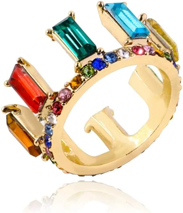 Rings for Women, Retro Simple Metal Irregular Vertical Bar Zircon Couple Ring Jewelry Gift