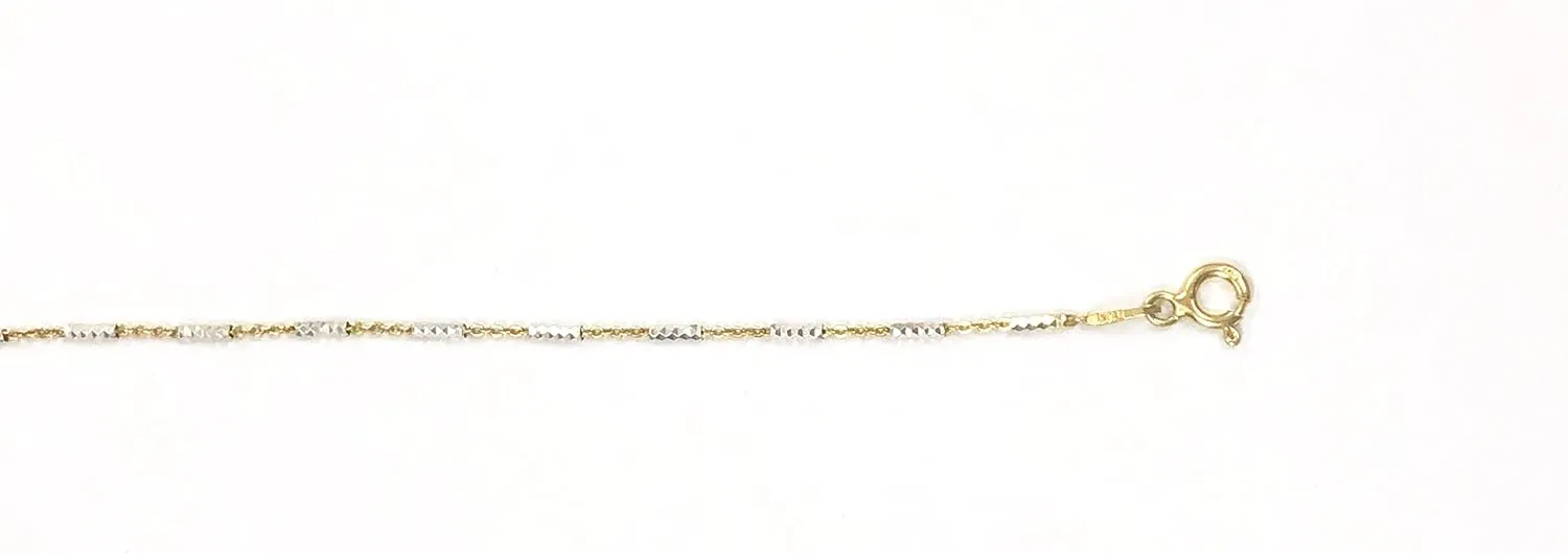 Ritastephens Italian Sterling Silver Two Tone Mini Diamond-cut Bar Link Cable Chain Anklet, 10"