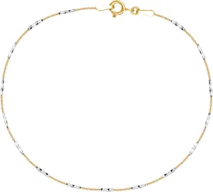 Ritastephens Italian Sterling Silver Two Tone Mini Diamond-cut Bar Link Cable Chain Anklet, 10"
