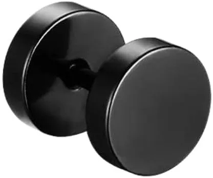 Round Black Stud Earrings For Mens Black Piercing Stud Earrings for Men & Women Unisex