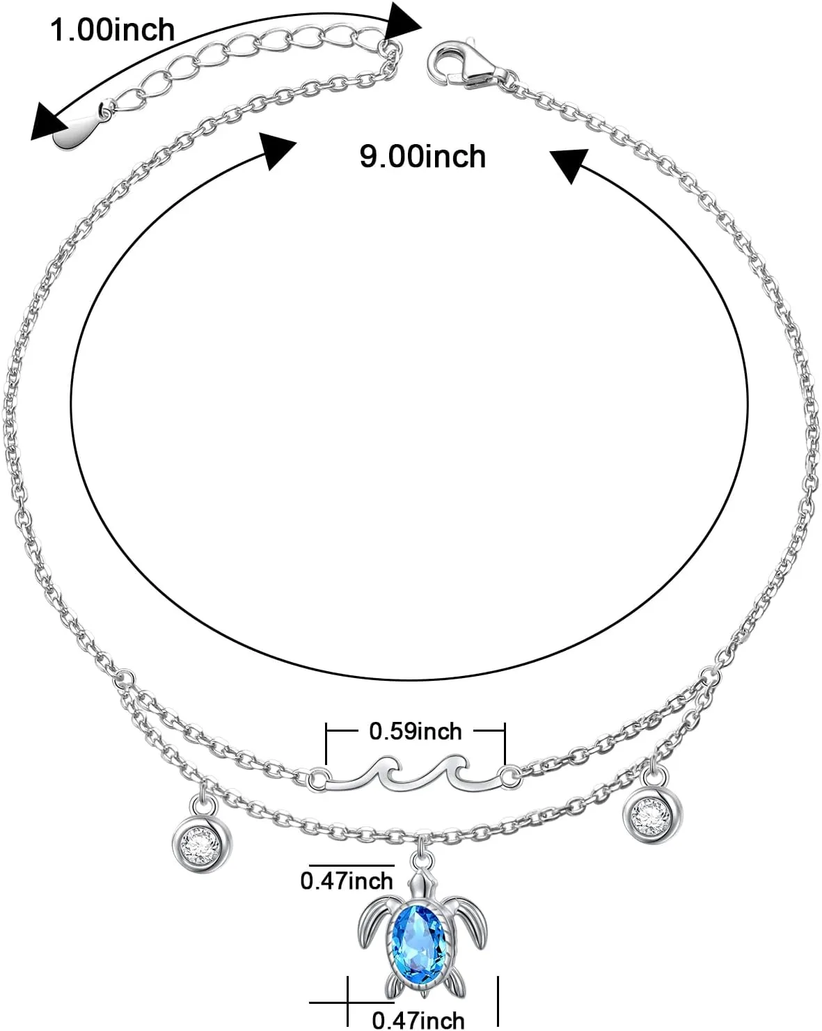 S925 Sterling Silver Anklets Adjustable Beach Foot Ankle Bracelet Jewelry Gifts For Women Girls