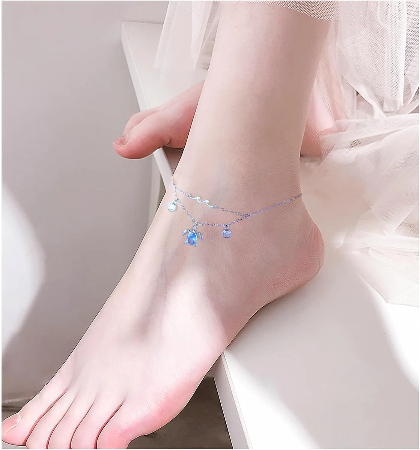 S925 Sterling Silver Anklets Adjustable Beach Foot Ankle Bracelet Jewelry Gifts For Women Girls