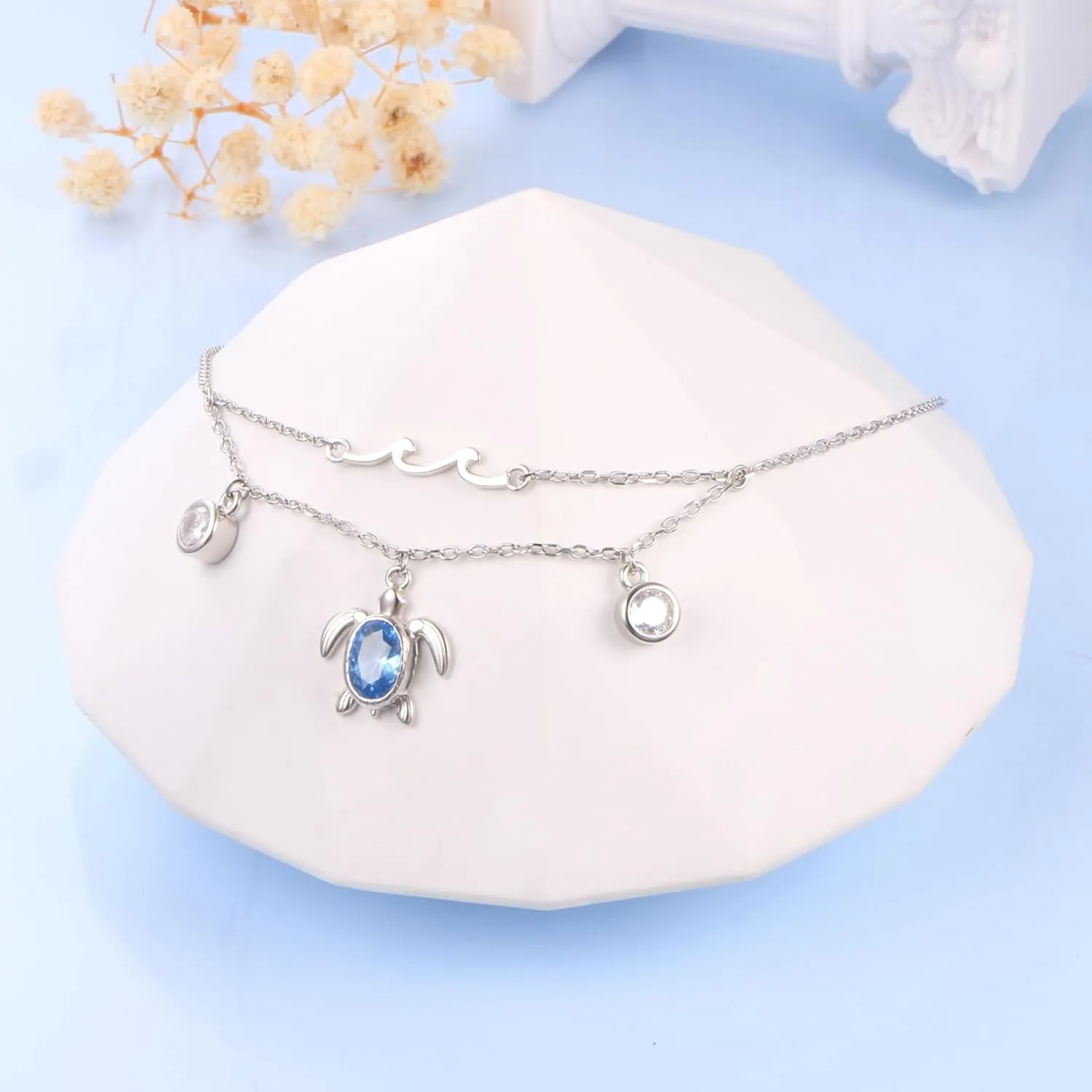 S925 Sterling Silver Anklets Adjustable Beach Foot Ankle Bracelet Jewelry Gifts For Women Girls