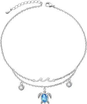 S925 Sterling Silver Anklets Adjustable Beach Foot Ankle Bracelet Jewelry Gifts For Women Girls