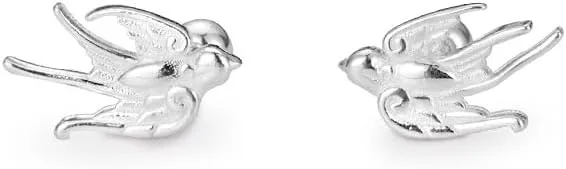S925 Sterling Silver Flying Bird Stud Earrings/Screw Back