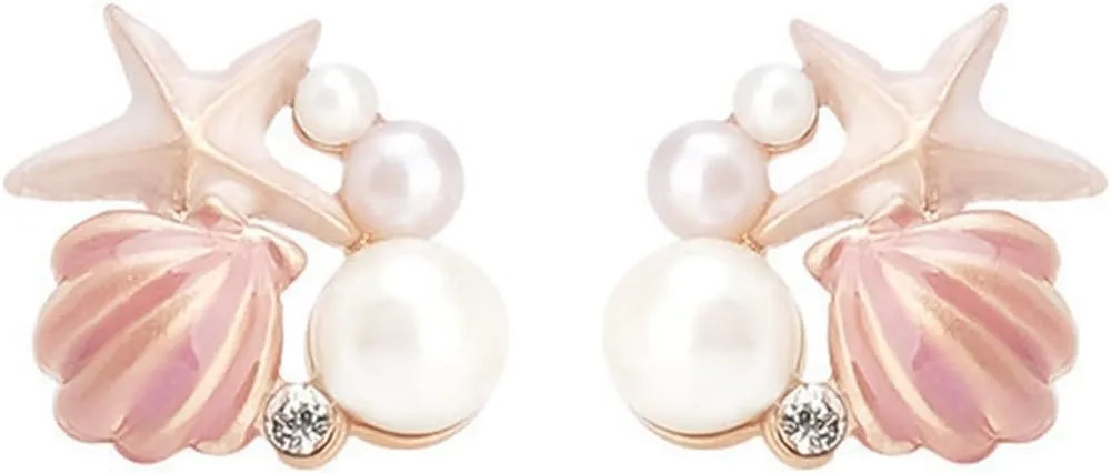 Seashell Earrings for Women Shell Earring Starfish Shell Pearl Earring for Women Summer Beach Jewelry Beachy Statement Prom Jewelry