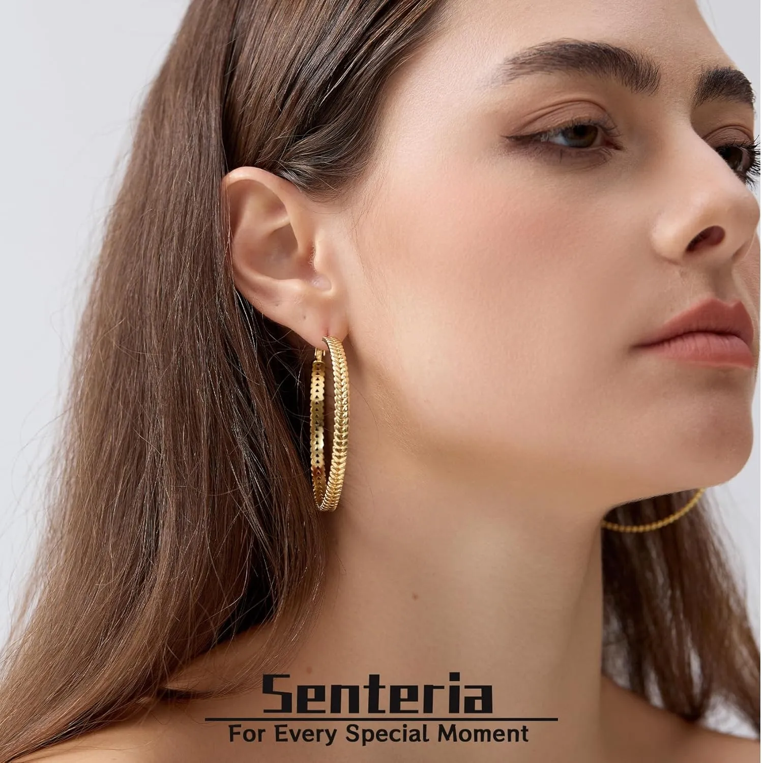 Senteria Large 925 Sterling Silver Hoop Earrings for Women Lightweight Thick Silver Hoop Earrings Wheat Twisted Hoop Earrings Hypoallergenic 5mm Wide Big Silver Hoop Earrings for Women 30/40/50mm