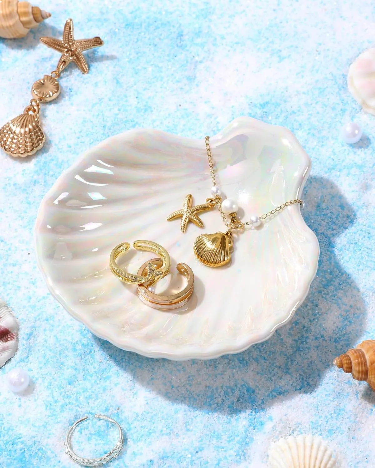Shell Ceramic Ring Tray Trinket Dish Jewelry Plate Tray College Girl 18 19 Year Old Birthday Gifts Regalos De Cumpleaos Navidad Para Mujer Mama Ninas Mi Novia Maestra 14 Febrero San Valentn Ideas