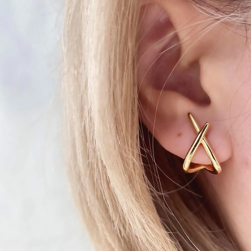 Shining Star Gold Silver Plated Gold Star Trendy Stud Earrings for Women - Hypoallergenic Small Post Pierced Studs Earrings Stylish Jewelry Gifts, Unique Design, Perfect Choice Jewelry Gift