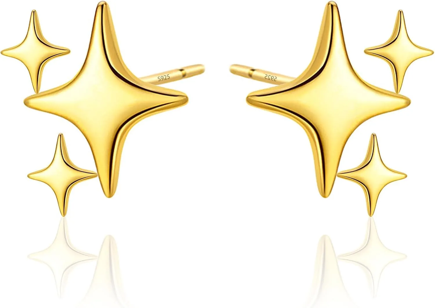Shining Star Gold Silver Plated Gold Star Trendy Stud Earrings for Women - Hypoallergenic Small Post Pierced Studs Earrings Stylish Jewelry Gifts, Unique Design, Perfect Choice Jewelry Gift
