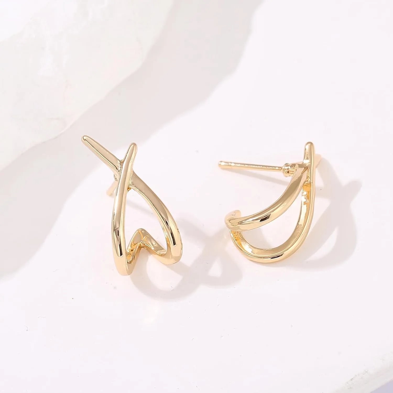 Shining Star Gold Silver Plated Gold Star Trendy Stud Earrings for Women - Hypoallergenic Small Post Pierced Studs Earrings Stylish Jewelry Gifts, Unique Design, Perfect Choice Jewelry Gift