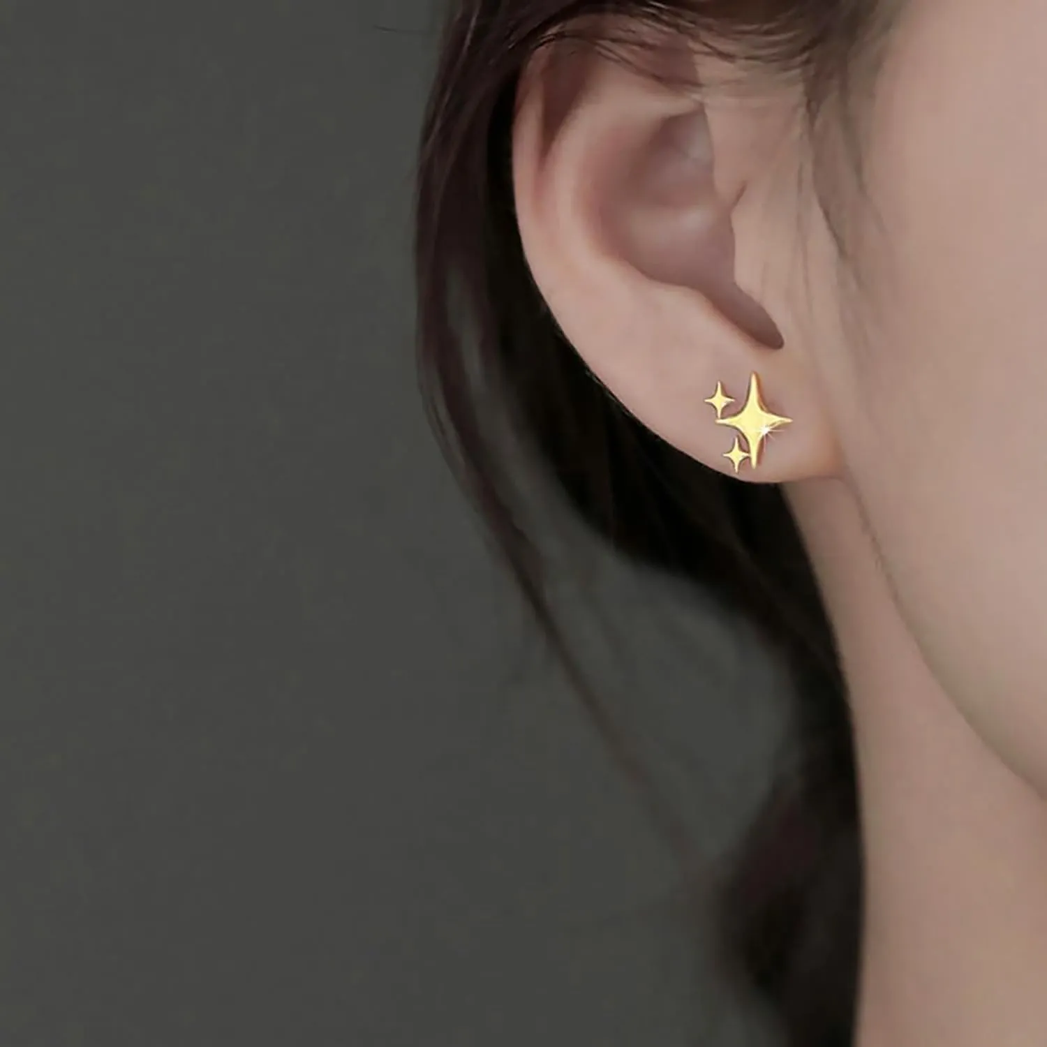 Shining Star Gold Silver Plated Gold Star Trendy Stud Earrings for Women - Hypoallergenic Small Post Pierced Studs Earrings Stylish Jewelry Gifts, Unique Design, Perfect Choice Jewelry Gift
