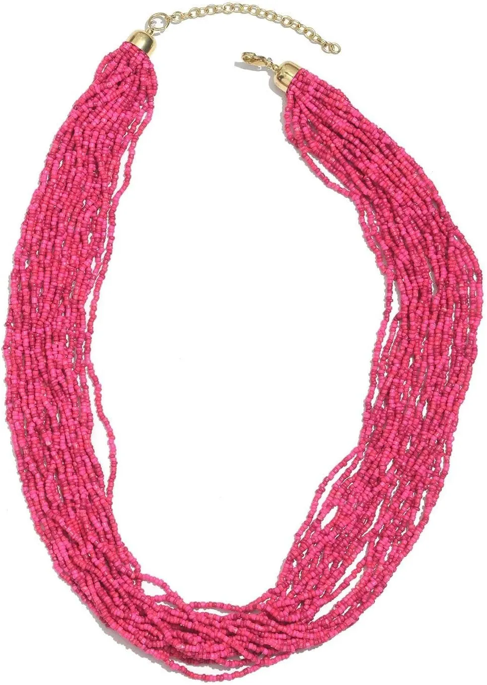 Shop LC Beaded Goldtone Seed Bead Multi Layered Necklace for Women Jewelry Size 20" Birthday Gifts