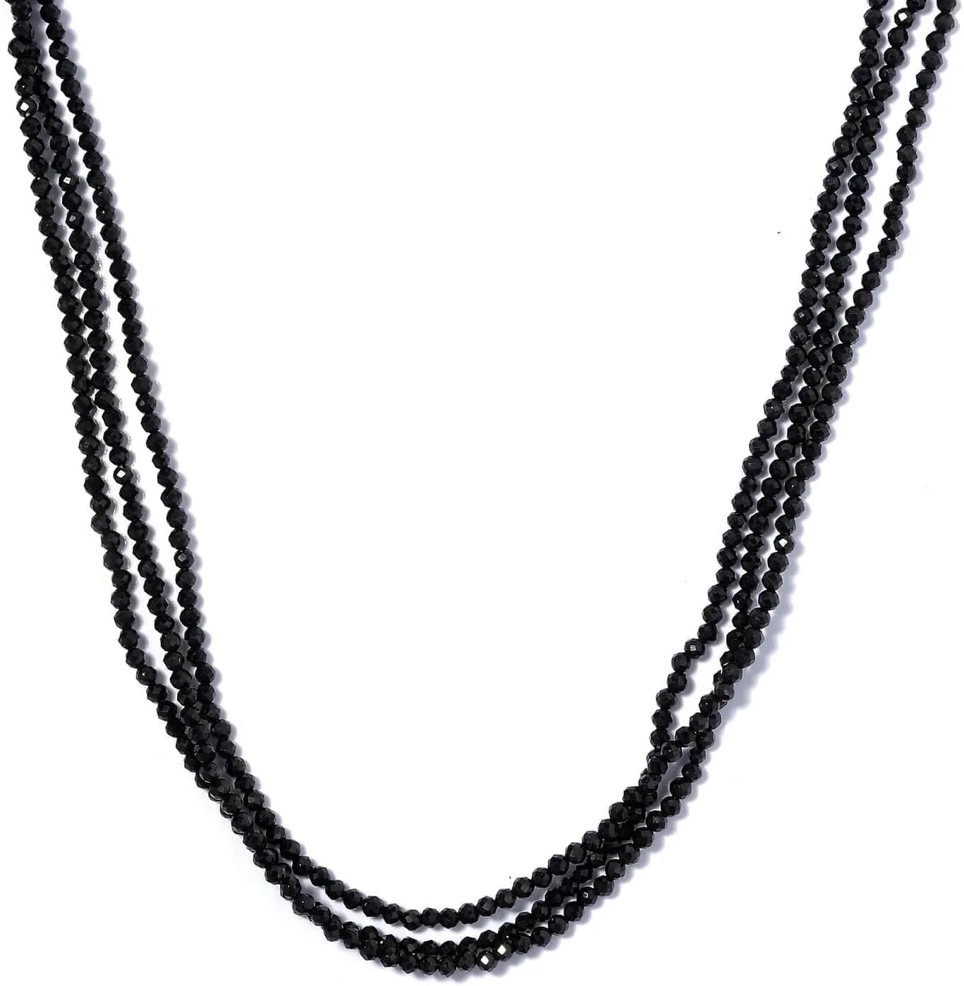 Shop LC Black Spinel Necklace - Black Beaded Layered Necklace for Women - Multi Strand Bead Necklaces - 18" Length Costume Jewelry Birthday Gifts for Women