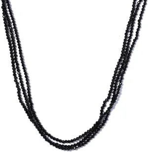 Shop LC Black Spinel Necklace - Black Beaded Layered Necklace for Women - Multi Strand Bead Necklaces - 18" Length Costume Jewelry Birthday Gifts for Women