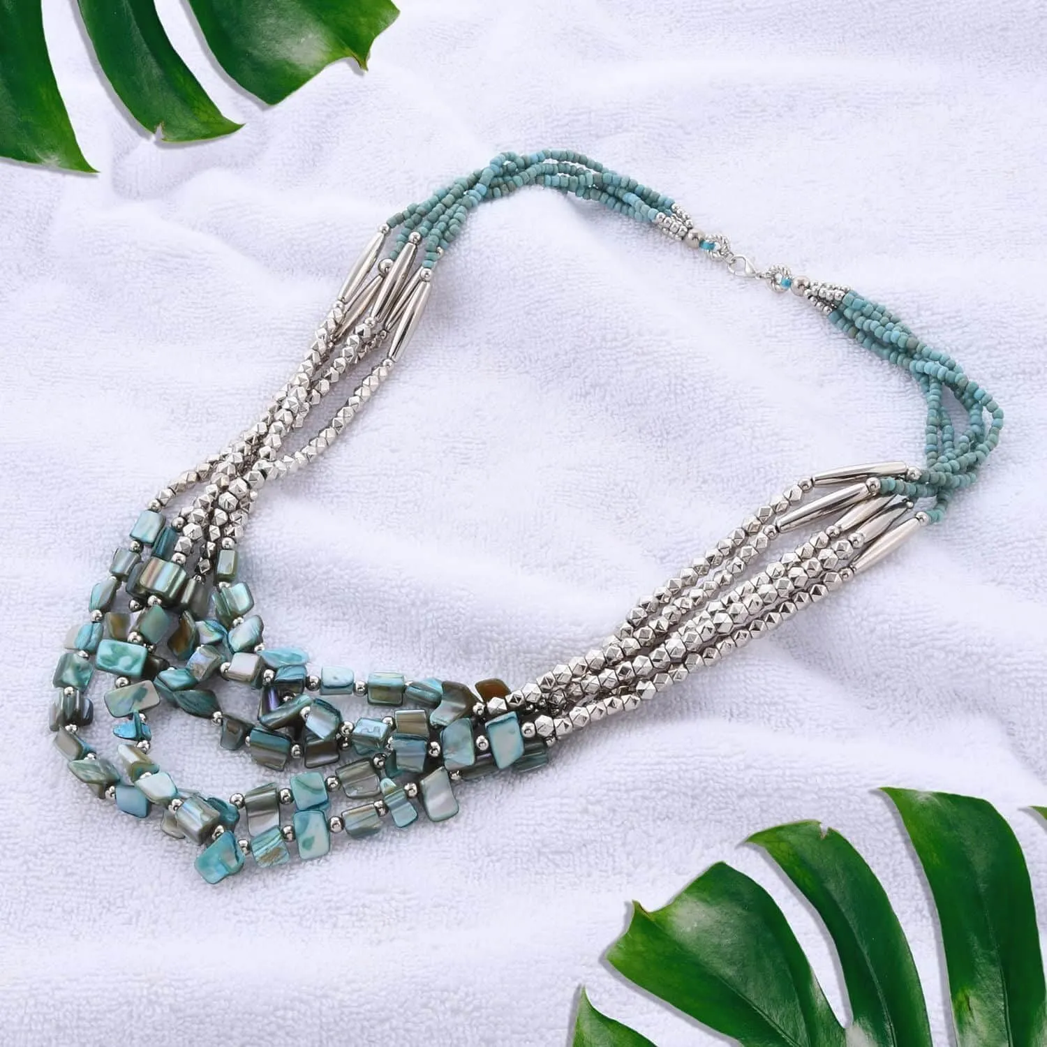 Shop LC Seed Bead Therapy Multi Strand Layered Choker Beaded Necklace for Women Jewelry Birthday Gifts for Women Size 24" Boho Western Birthday Gifts
