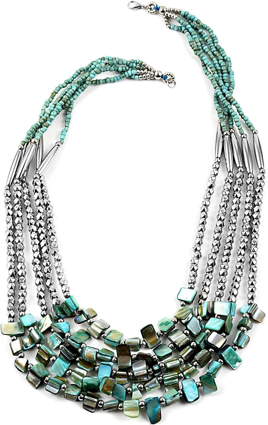 Shop LC Seed Bead Therapy Multi Strand Layered Choker Beaded Necklace for Women Jewelry Birthday Gifts for Women Size 24" Boho Western Birthday Gifts