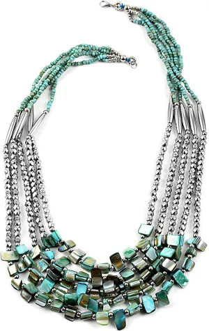 Shop LC Seed Bead Therapy Multi Strand Layered Choker Beaded Necklace for Women Jewelry Birthday Gifts for Women Size 24" Boho Western Birthday Gifts