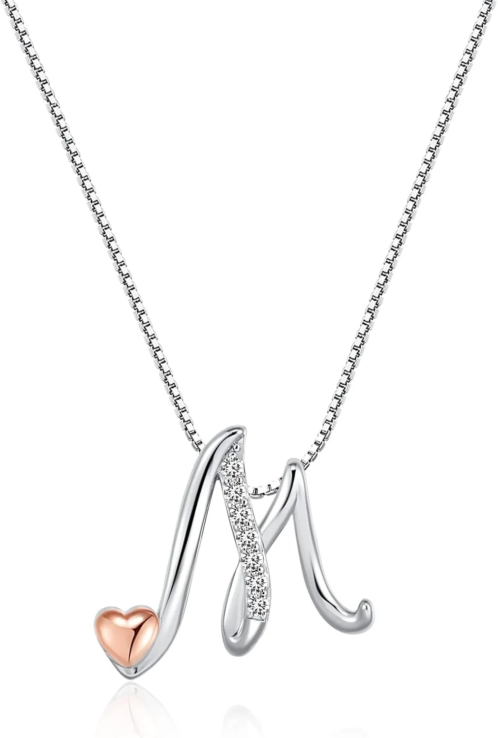 Silver Initial Necklaces for Women - Heart Pendant Initial Necklace for Ladies Friend, Cute Chain Jewelry for Birthday, Anniversary, Christmas Gifts