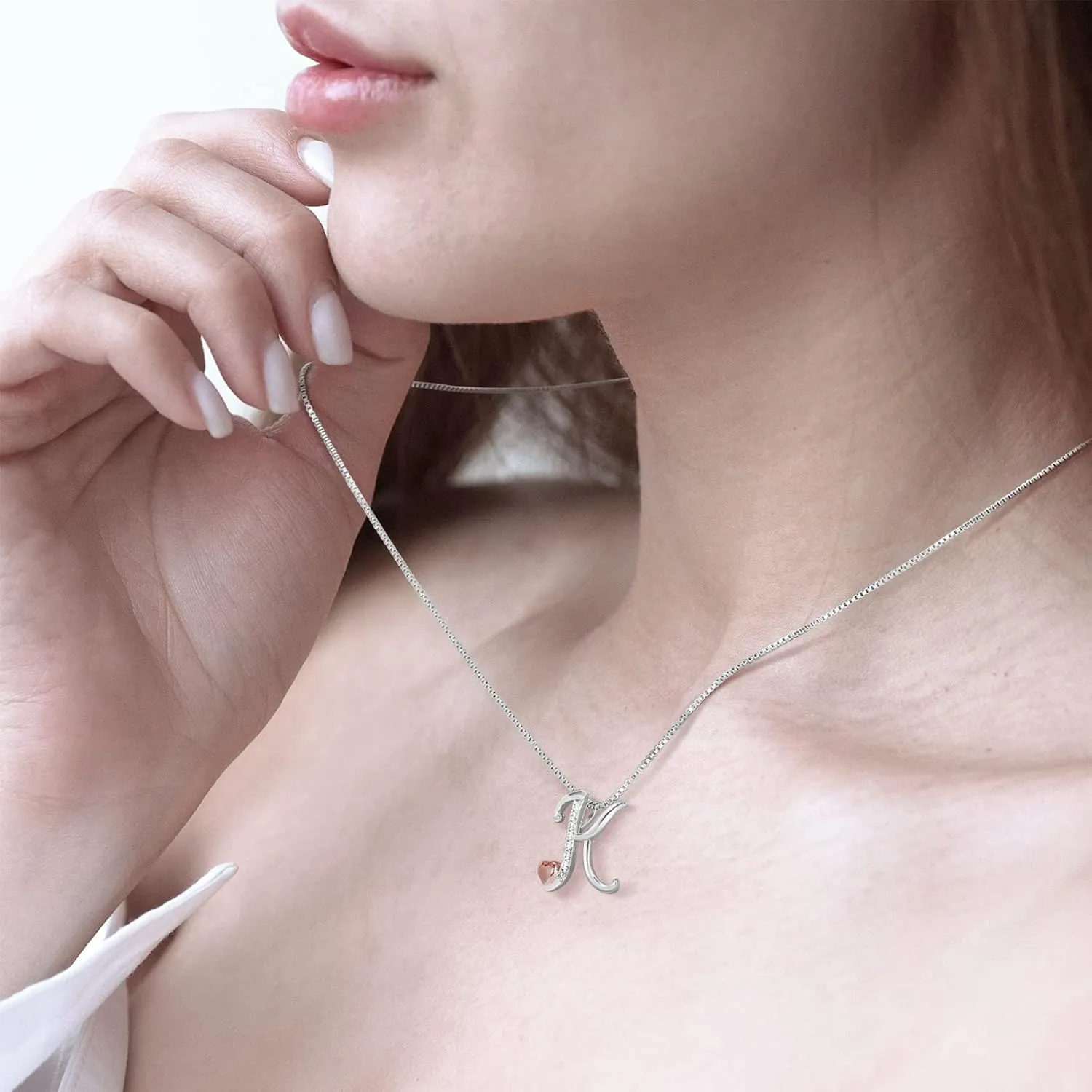 Silver Initial Necklaces for Women - Heart Pendant Initial Necklace for Ladies Friend, Cute Chain Jewelry for Birthday, Anniversary, Christmas Gifts