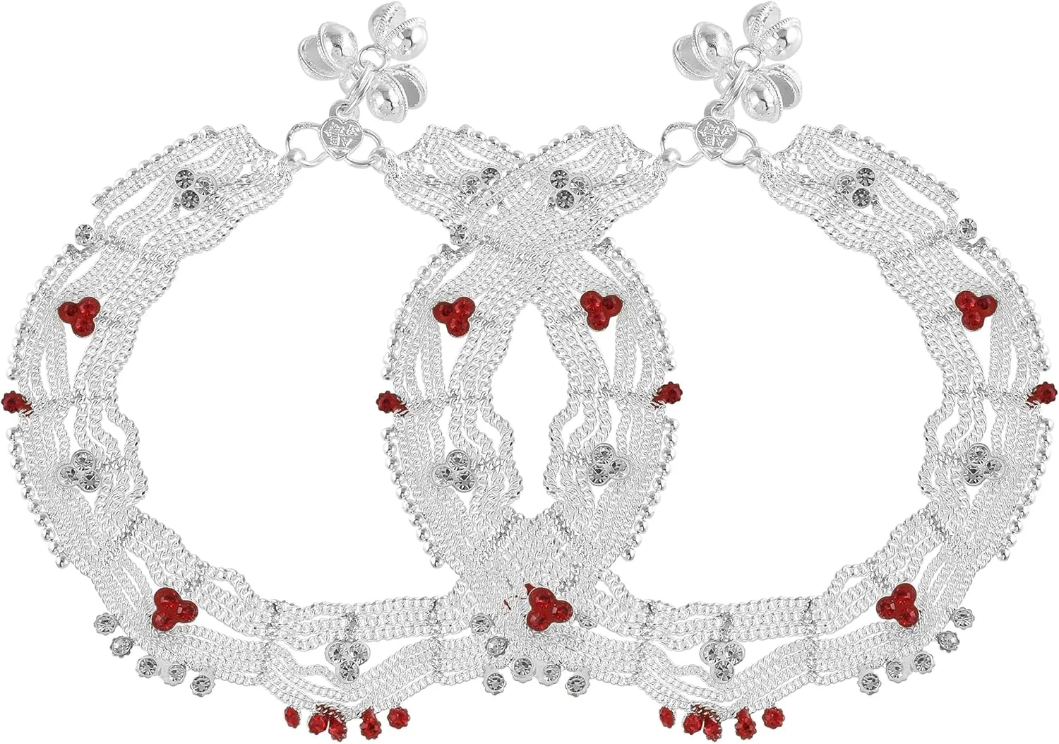 Silver plated broad Heavy Traditional Anklets for Women Fashion Ethnic Jewellery By Indian Collectible