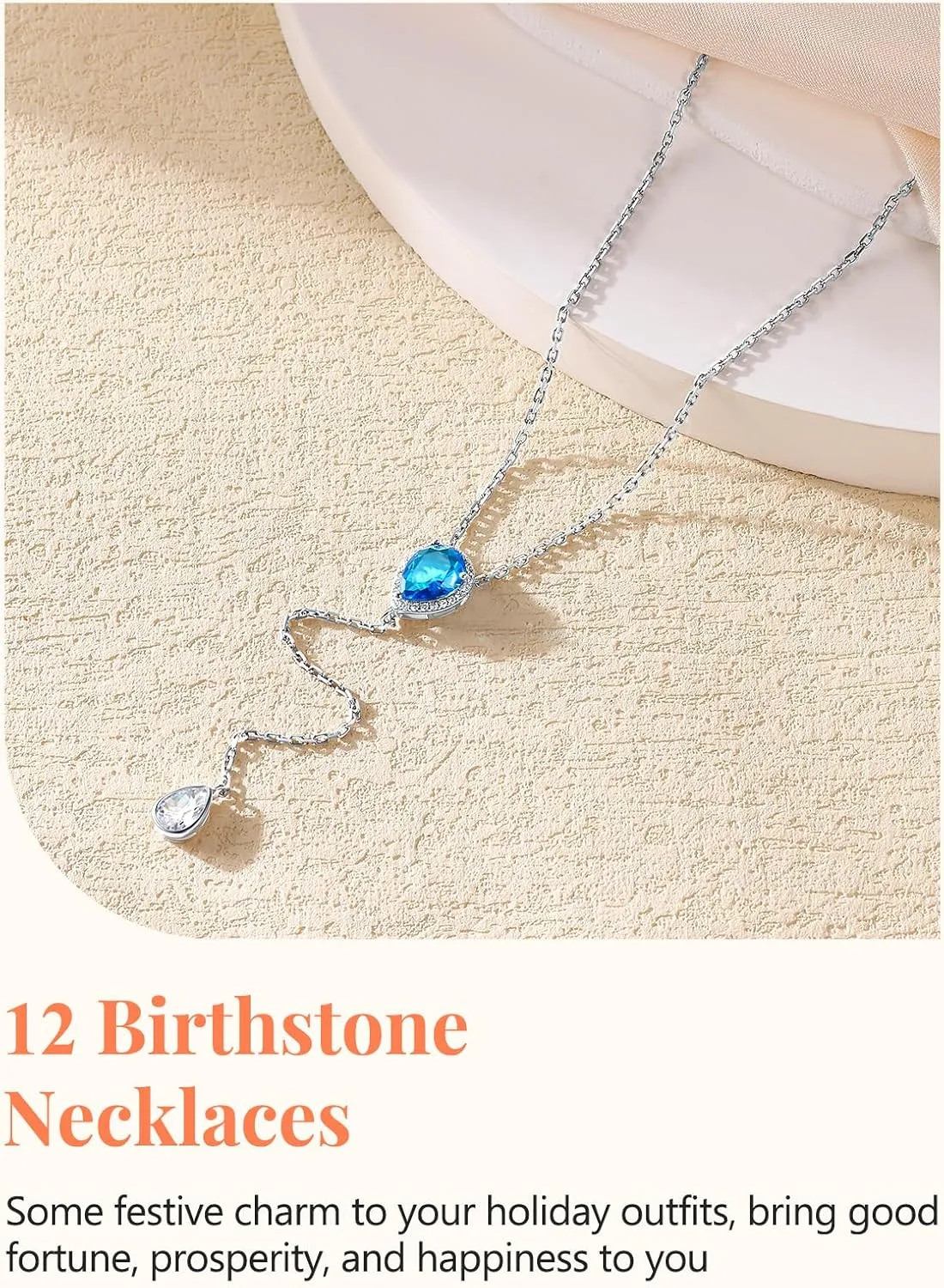 Silvora Birthstone Necklace for Women Teardrop Pendant Necklace Womens Y Necklace Dainty Birthstone Drop Lariat Necklaces Birthday Gifts for Women Mother