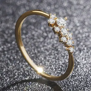 Simple 18k Gold plated Rings for Teen Girls White Studded Eternity Wedding Ring 925 Sterling Silver Plated Engagement Stackable Rings Women Fashion Jewelry Gift for her