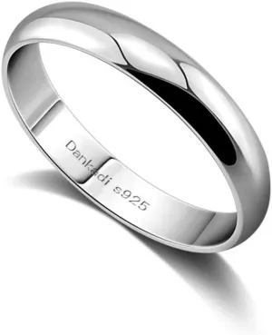 Simple Fashion S925 Sterling Silver Ring Smooth Plain Dome Comfort Solid Silver Wedding Ring For Men & Women 3.5 mm 3-13# 24k Real Gold Plated Jewelry
