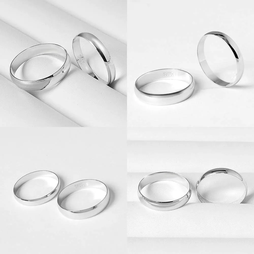 Simple Fashion S925 Sterling Silver Ring Smooth Plain Dome Comfort Solid Silver Wedding Ring For Men & Women 3.5 mm 3-13# 24k Real Gold Plated Jewelry