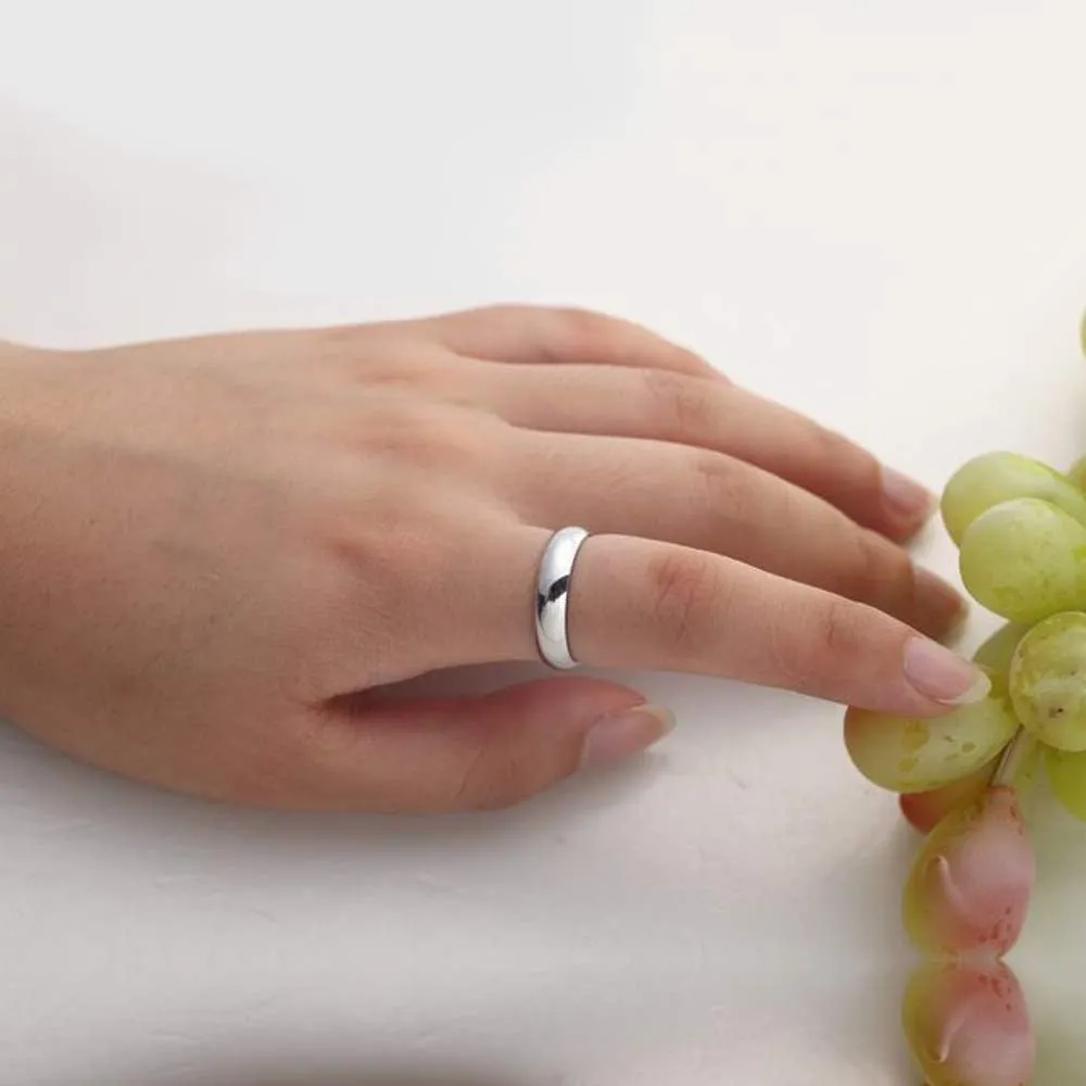 Simple Fashion S925 Sterling Silver Ring Smooth Plain Dome Comfort Solid Silver Wedding Ring For Men & Women 3.5 mm 3-13# 24k Real Gold Plated Jewelry