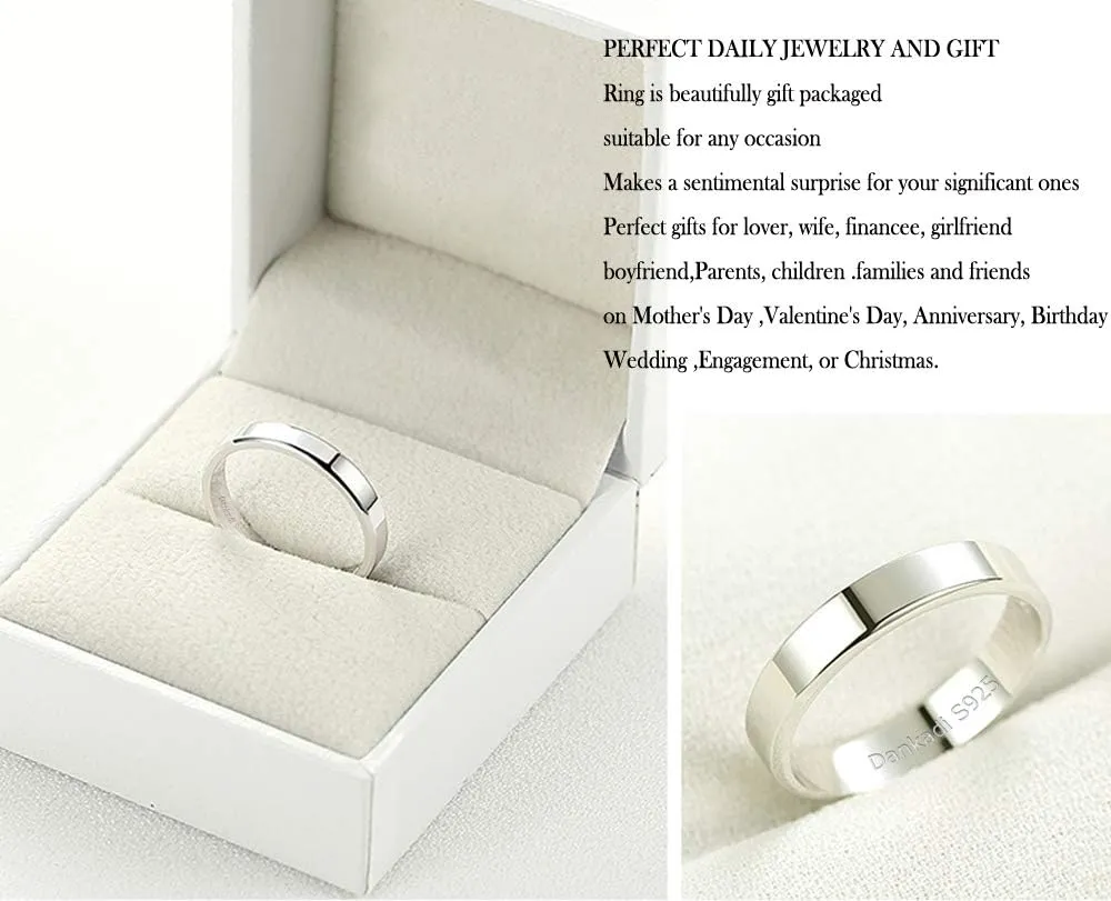 Simple Fashion S925 Sterling Silver Ring Smooth Plain Dome Comfort Solid Silver Wedding Ring For Men & Women 3.5 mm 3-13# 24k Real Gold Plated Jewelry