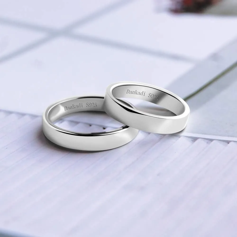 Simple Fashion S925 Sterling Silver Ring Smooth Plain Dome Comfort Solid Silver Wedding Ring For Men & Women 3.5 mm 3-13# 24k Real Gold Plated Jewelry