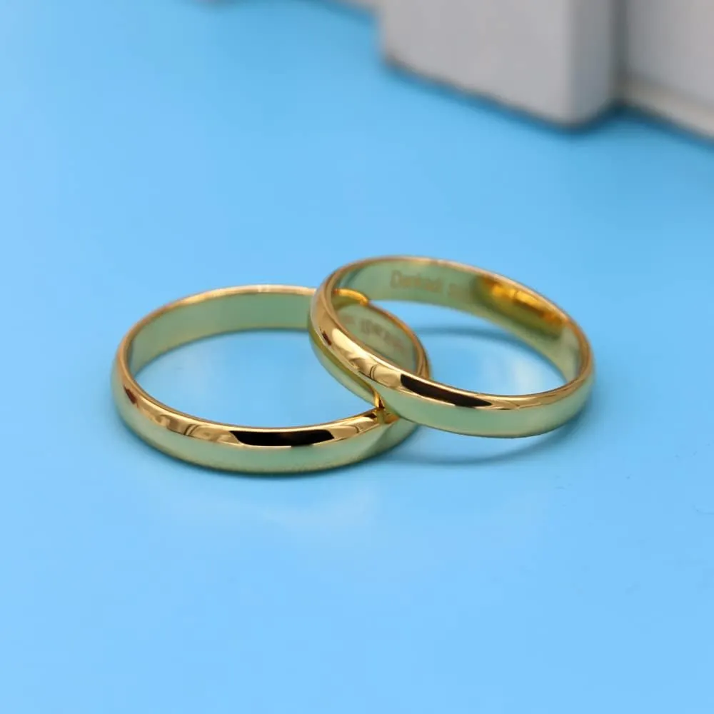 Simple Fashion S925 Sterling Silver Ring Smooth Plain Dome Comfort Solid Silver Wedding Ring For Men & Women 3.5 mm 3-13# 24k Real Gold Plated Jewelry
