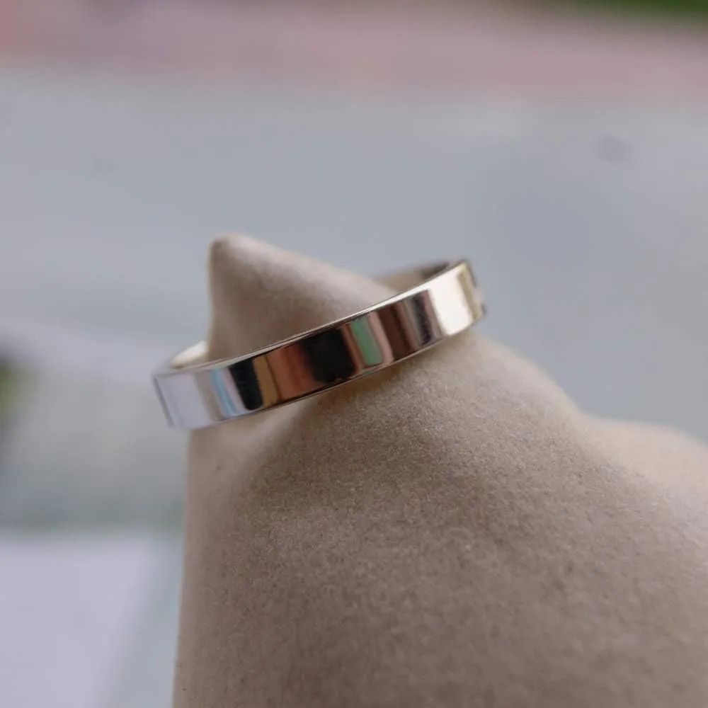 Simple Fashion S925 Sterling Silver Ring Smooth Plain Dome Comfort Solid Silver Wedding Ring For Men & Women 3.5 mm 3-13# 24k Real Gold Plated Jewelry