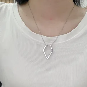 Simple Geometric Ring Holder Necklace for Women Men Cute Dainty Ring Keeper Necklaces Rhombus Pendant Saver Chain Bride Wedding Engagement Jewelry Birthday Valentine's Day Gifts Wife Girlfriend Mother