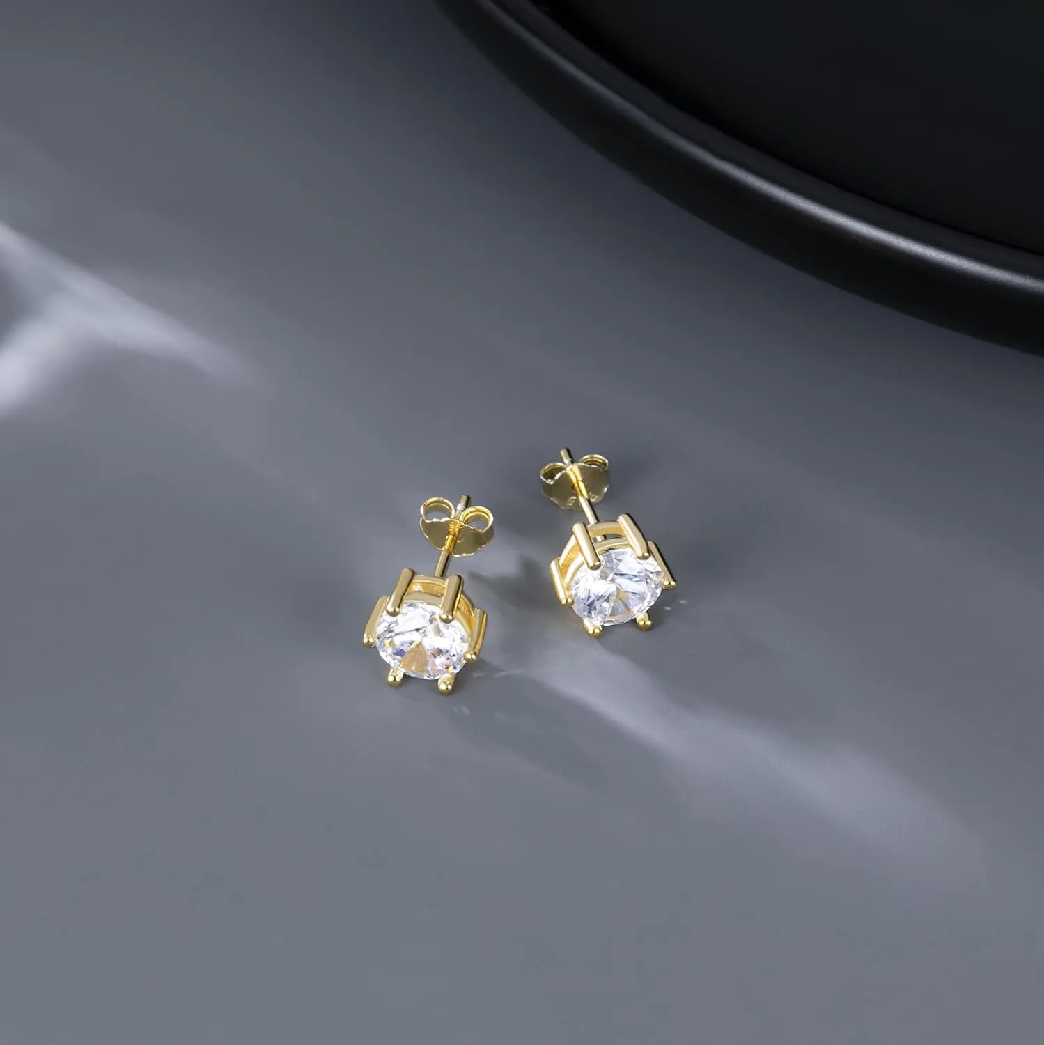 SLUYNZ Solid 925 Sterling Silver Sparkling Cubic Zirconia Stud Earrings for Women Teens Round CZ Stud Earrings 5MM/6MM/7MM Simulated Diamond Studs