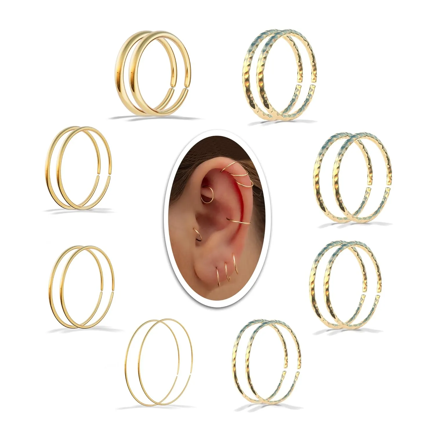 Small Gold Helix Ring Huggie Hoop Earrings for Women Snug Cartilage Nose Helix Tragus Hoop (Gold, 5mm 24 gauge / 1 pair)