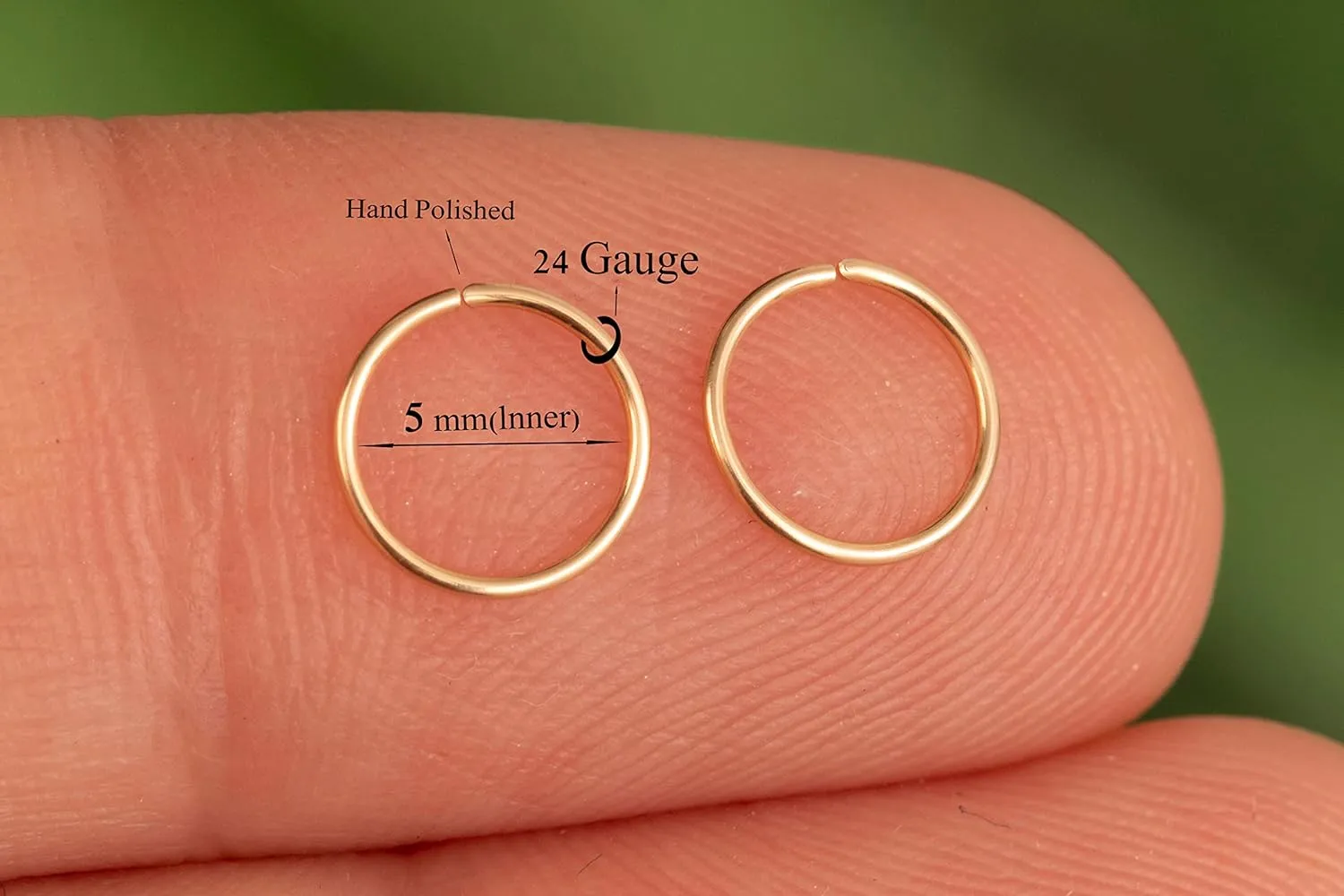 Small Gold Helix Ring Huggie Hoop Earrings for Women Snug Cartilage Nose Helix Tragus Hoop (Gold, 5mm 24 gauge / 1 pair)