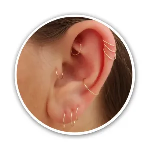 Small Gold Helix Ring Huggie Hoop Earrings for Women Snug Cartilage Nose Helix Tragus Hoop (Gold, 5mm 24 gauge / 1 pair)