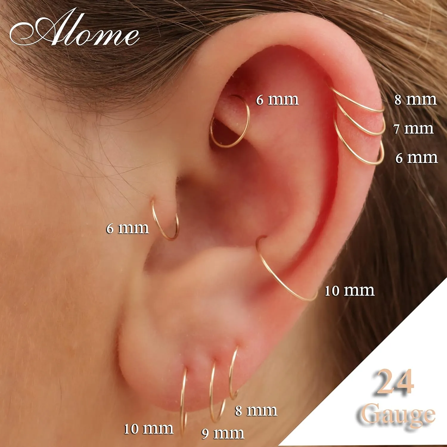 Small Gold Helix Ring Huggie Hoop Earrings for Women Snug Cartilage Nose Helix Tragus Hoop (Gold, 5mm 24 gauge / 1 pair)