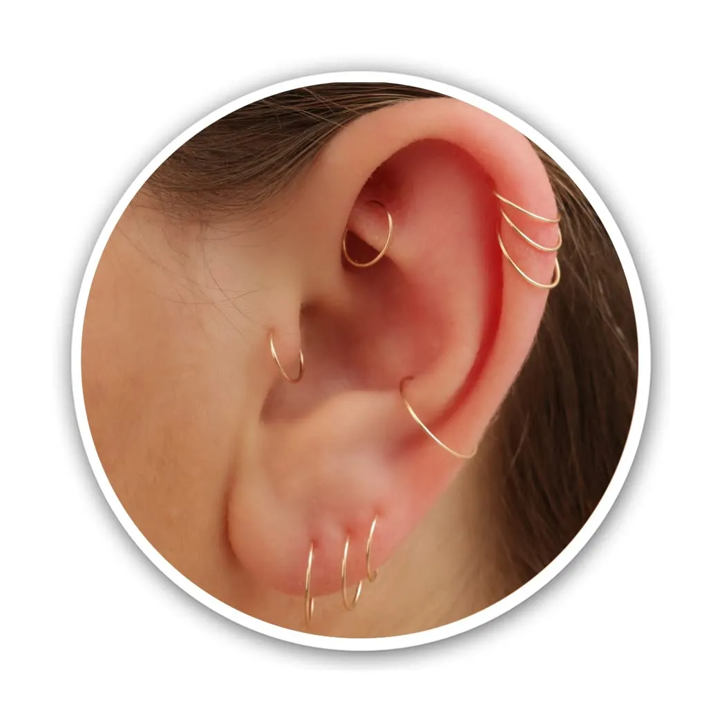 Small Gold Helix Ring Huggie Hoop Earrings for Women Snug Cartilage Nose Helix Tragus Hoop (Gold, 5mm 24 gauge / 1 pair)