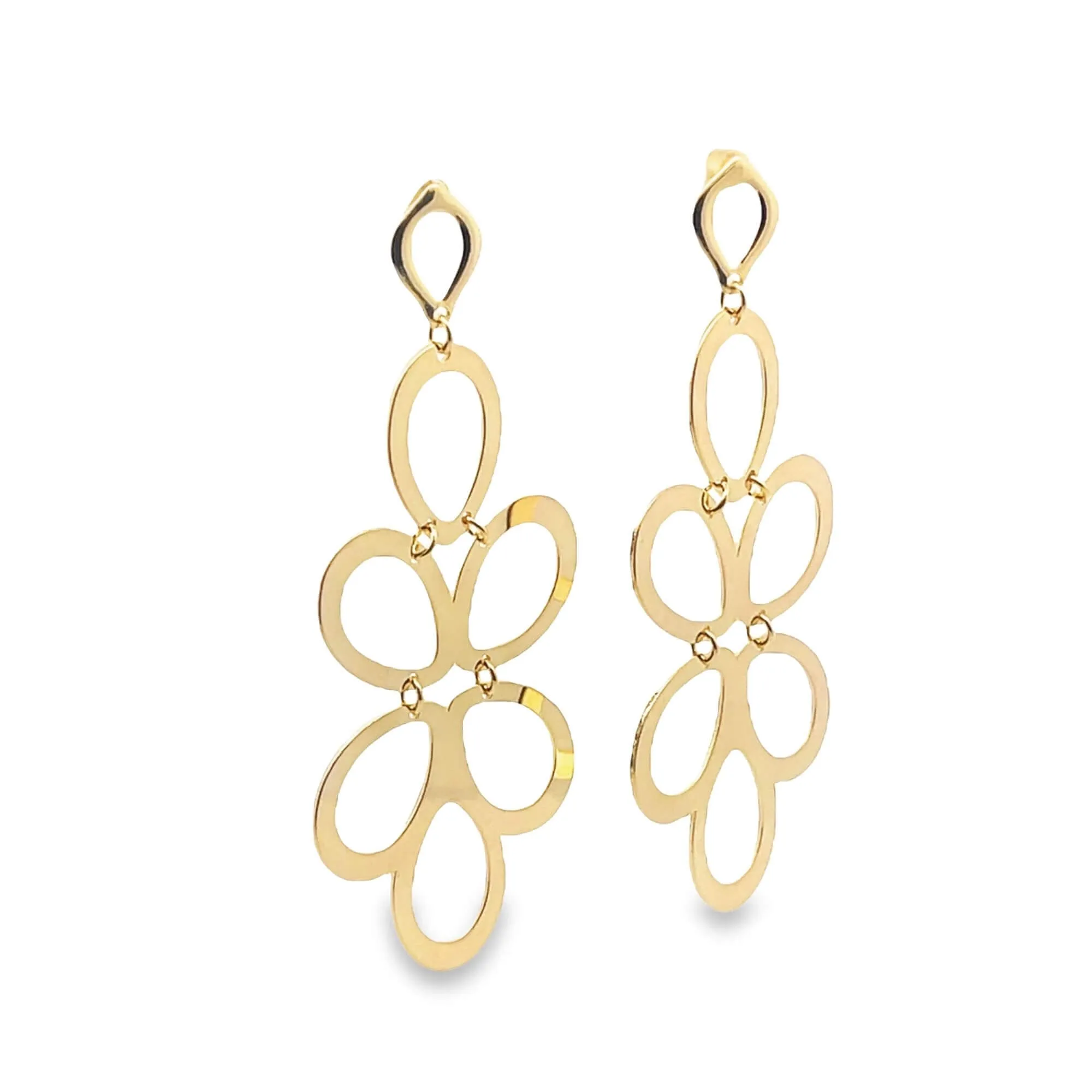 Smooth Eccentric Geometric Flower Dangle Earrings (L507)