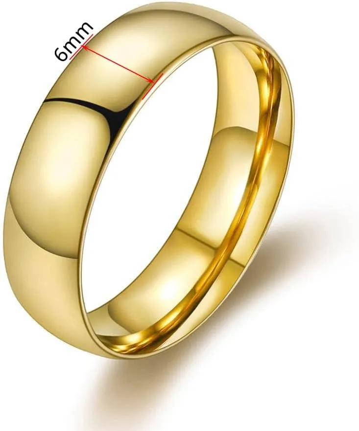 Smooth Stainless Steel Couple Rings Simple 6MM Women Men Lovers Wedding Jewelry Gifts Silver Color (7)