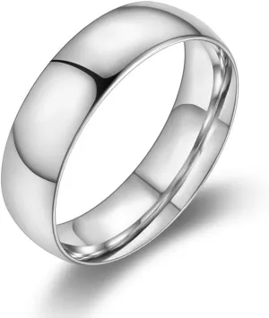Smooth Stainless Steel Couple Rings Simple 6MM Women Men Lovers Wedding Jewelry Gifts Silver Color (7)