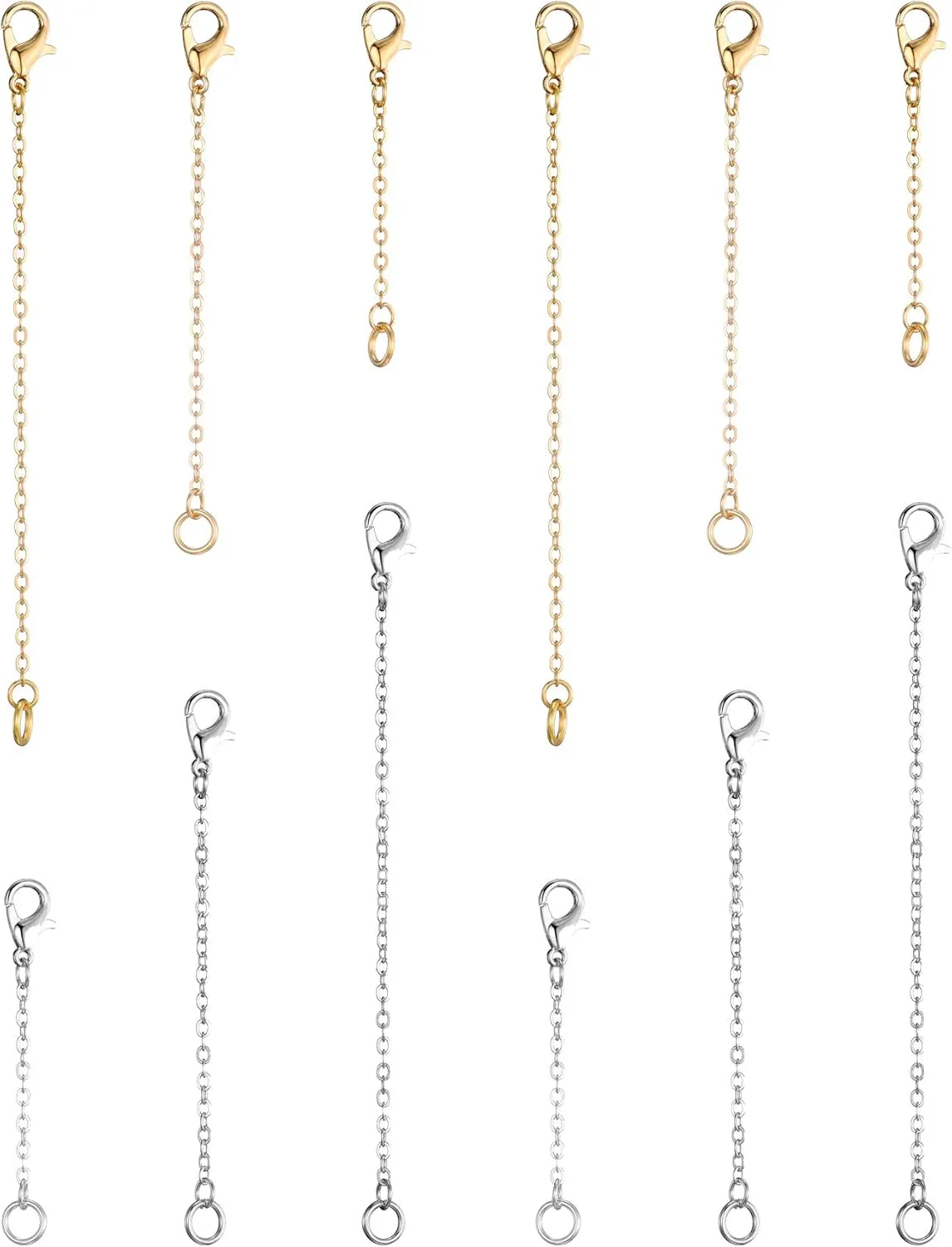 Softones 12-18Pcs Ankle Bracelets Extenders-Extension for Womens Jewelry(1 2 3 Inch),with Lobster Clasp and O-Clasp from Gold Silver Rose Gold